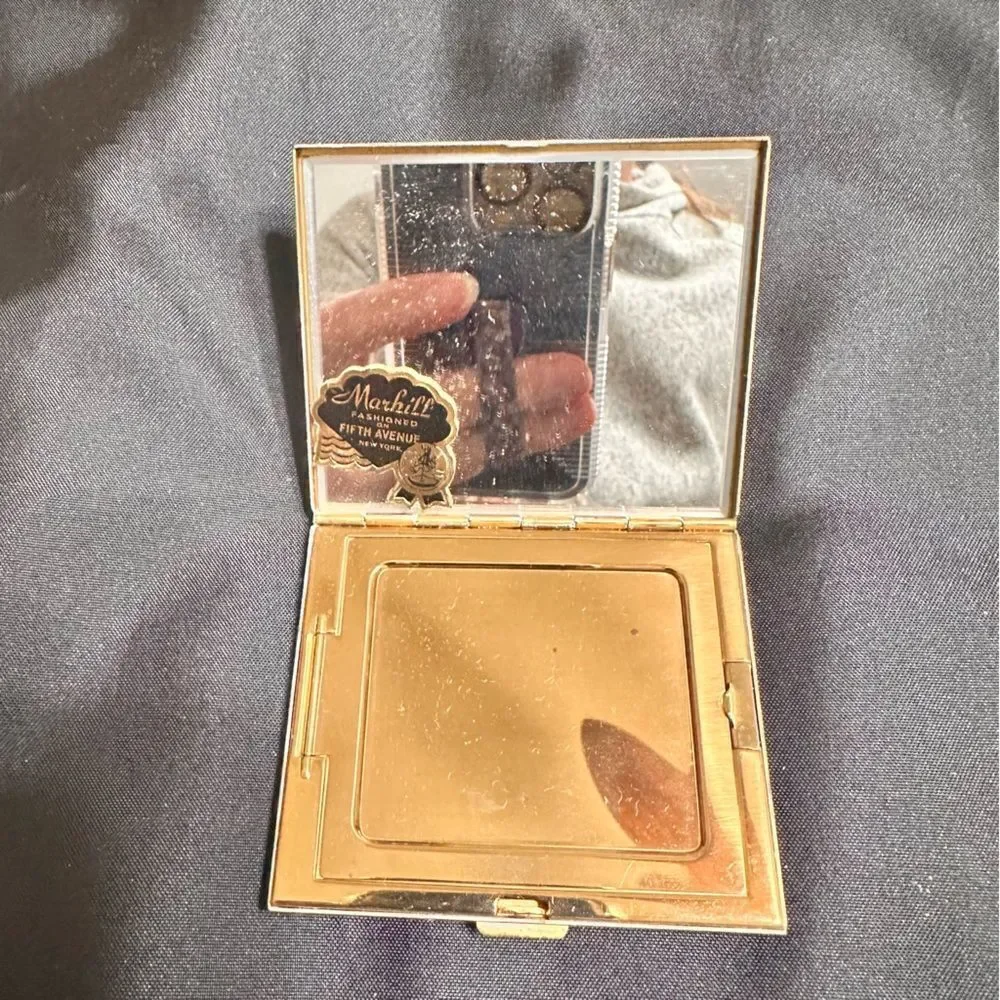 Vintage 1950s Marhill Diamanté Rhinestone Powder Compact - Picture 3 of 10